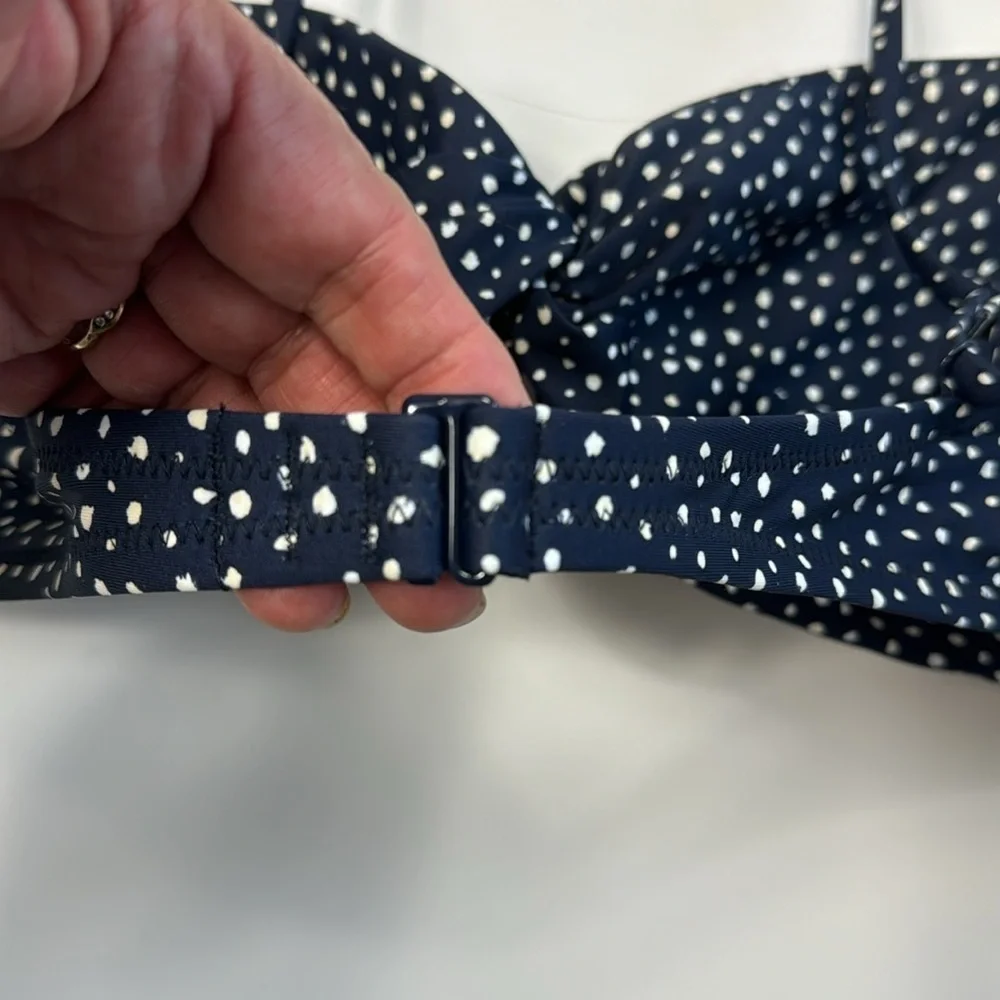 J. Crew Strappy Twist Bikini Top‎ Women's 3X Navy Dot New BH536
